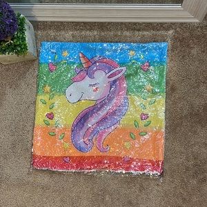 Sequin unicorn pillow cover 15.5  15.5
